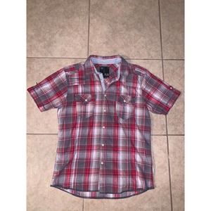FLTR Mens Plaid Short Sleeve Button Up